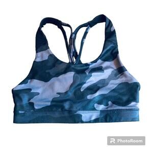Old Navy Active Sports Bra Camouflage Camo Women’s Small Black Blue Gym Workout